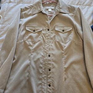 Christopher Banks Womens Light Tan Ribbed Top - Small